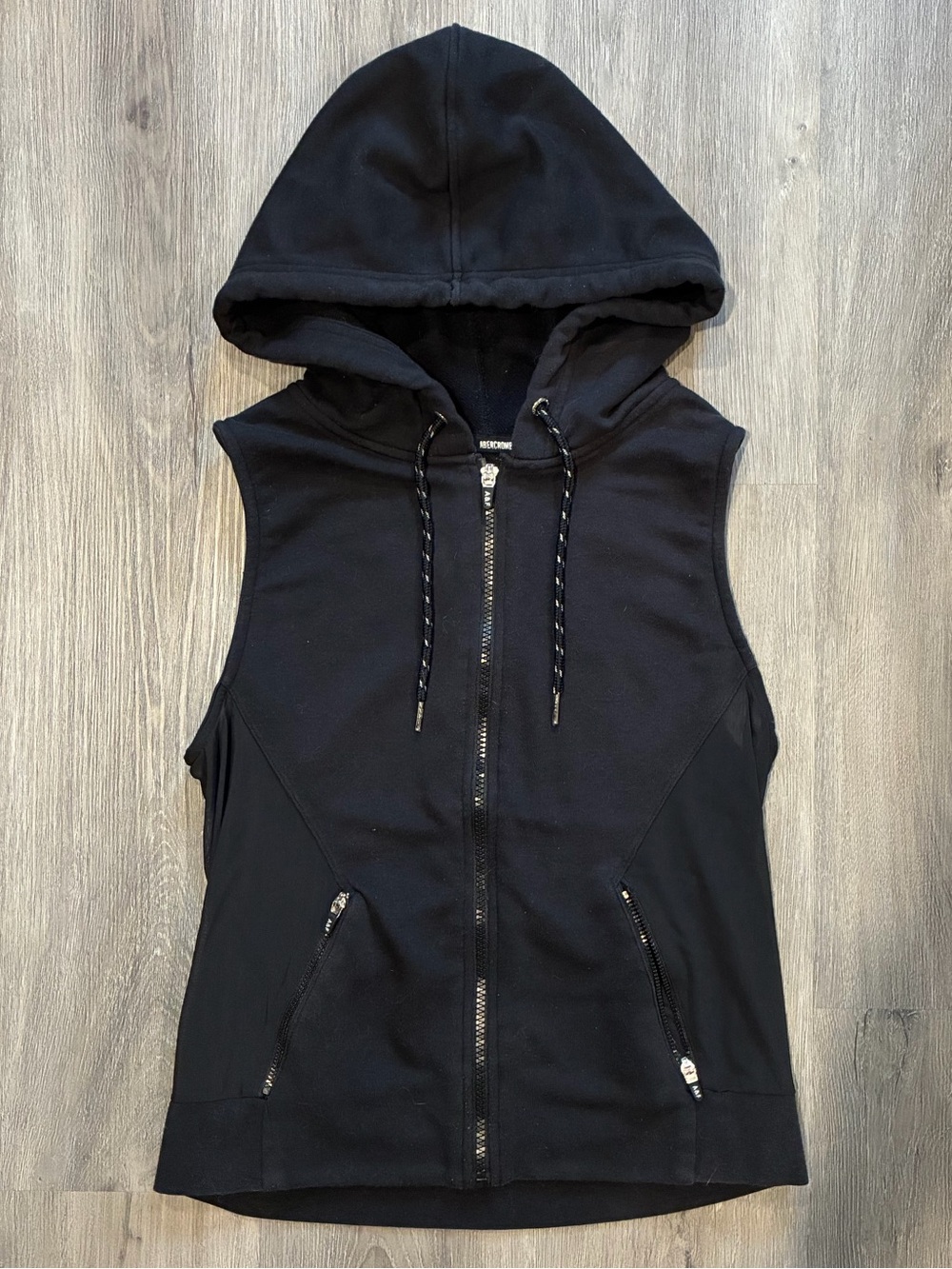 Abercrombie & Fitch Black Sleeveless Zip Hoodie